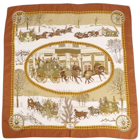 HERMES Accessories - HERMES Scarf Muffler Carre90 LHIVER EN POSTE Mail Coach 100% Silk Ladies Mult...